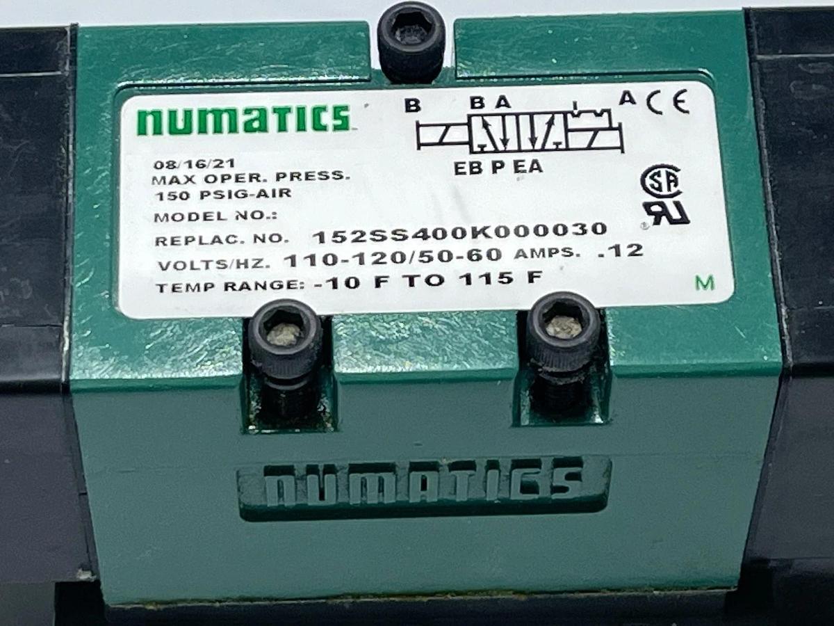 NUMATICS 152SS431K000030 Solenoid Valve 24VDC 4-Way 3-Pos Spring Return 1/4" NPT