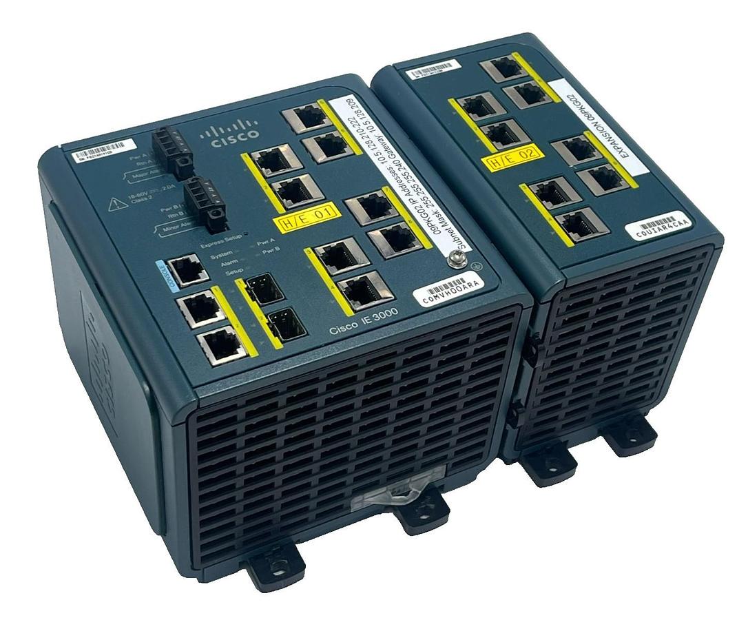 Used Cisco IE-3000-8TC Industrial Ethernet Switch w/ IEM-3000-8TM= 8-Port Expansion