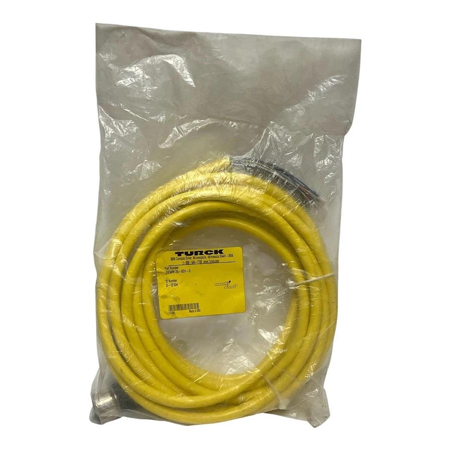 Used Turck DKWM 26-631-5 Multifast Cordset 26-Pin Right-Angle Female to Bare End 5m
