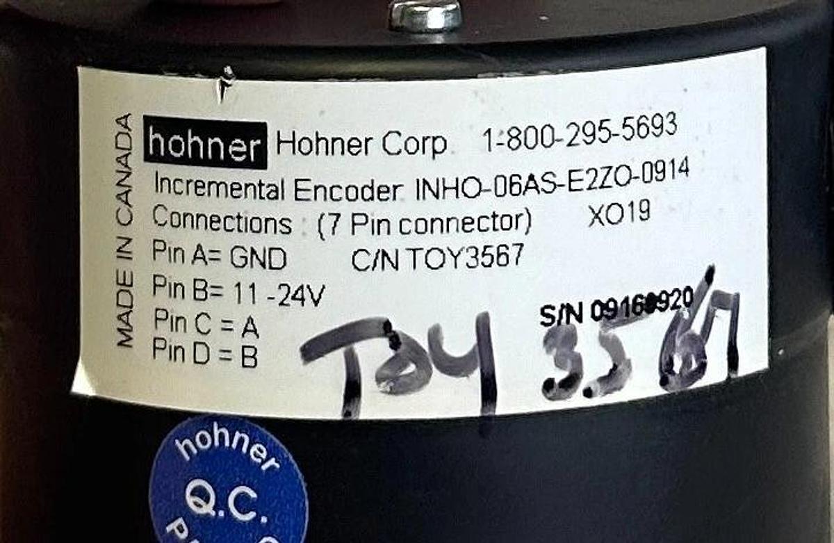 Used HOHNER CORP INHO-06AS-E2ZO-0914 / INHO06ASE2ZO0914 INCREMENTAL ENCODER 11-24V