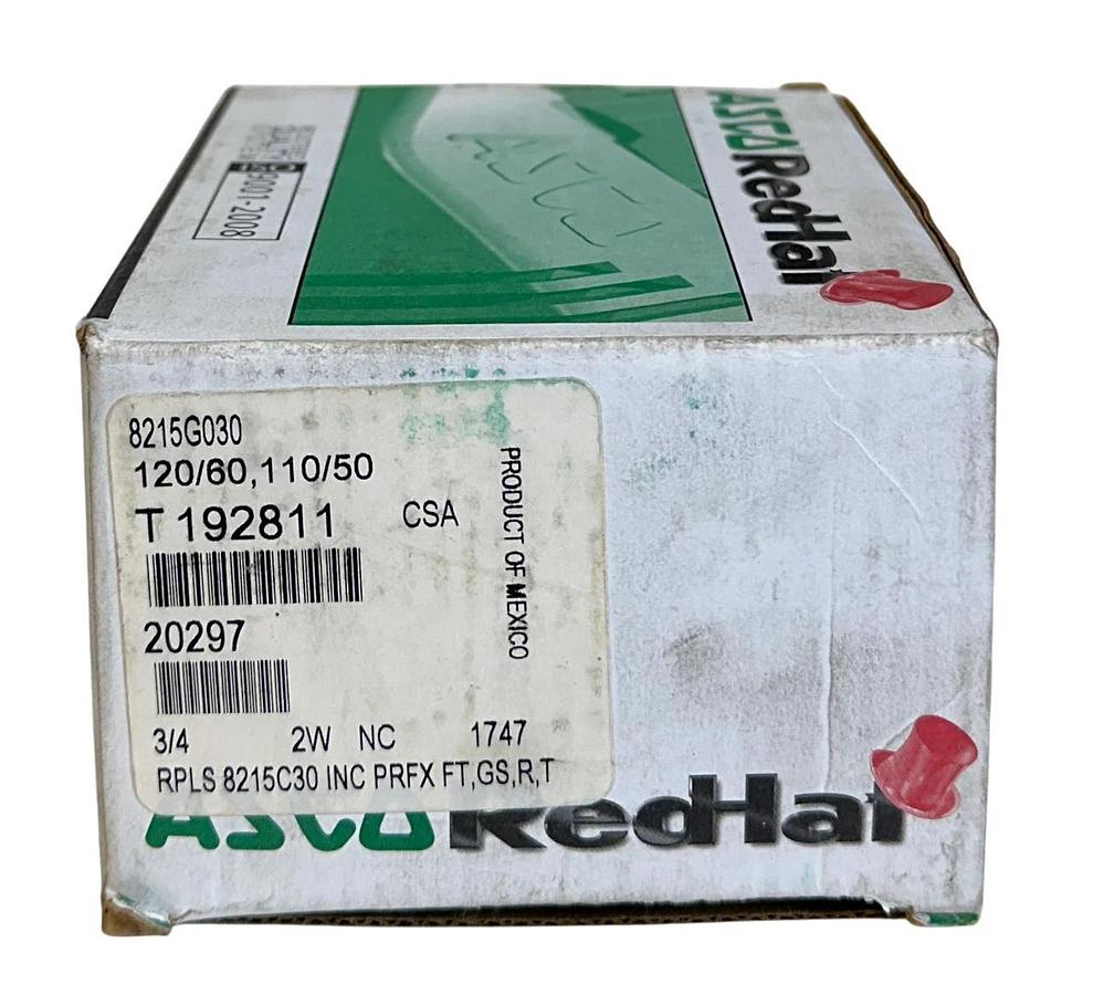 ASCO 8215G030 RedHat SOLENOID VALVE 110/120V 50/60Hz COIL 3/4'' 10.1W NSMP