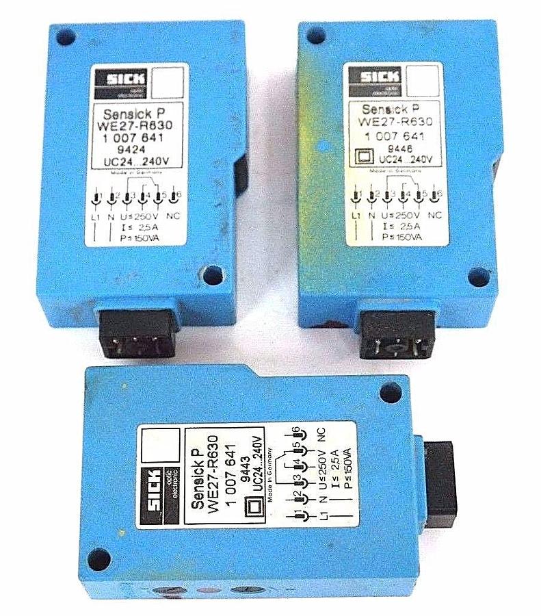 Used SICK OPTIC WE27-R630 PHOTOELECTRIC STATUS INDICATOR 24-240V 2VA - LOT OF 3