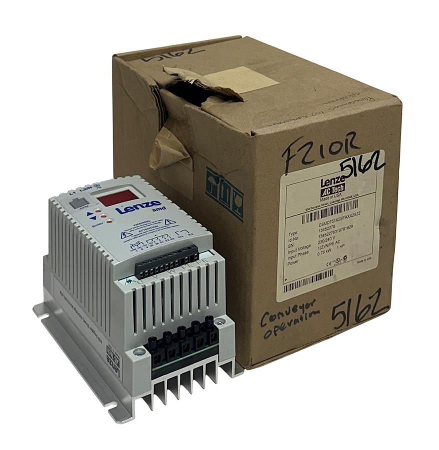 Used LENZE AC TECH ESMD751X2SFA / 13452276 SMD INVERTER DRIVE 0.75kW/1.0HP NSMP *READ