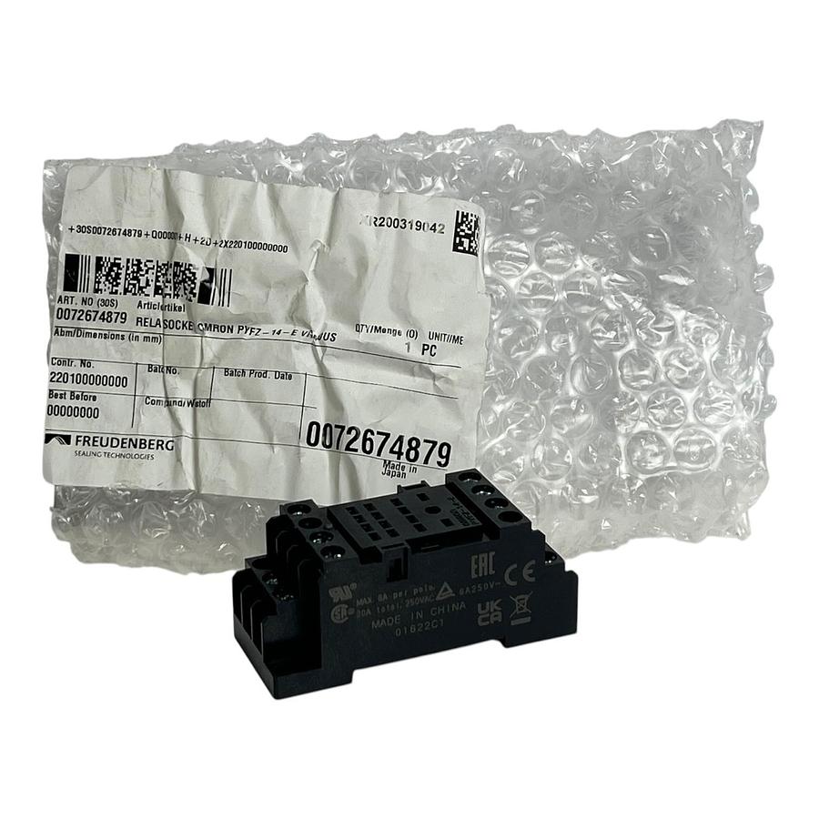 Omron PYFZ-14-E 14-Pin DIN Rail Relay Socket 6A 250VAC MY4 Series - NEW SURPLUS