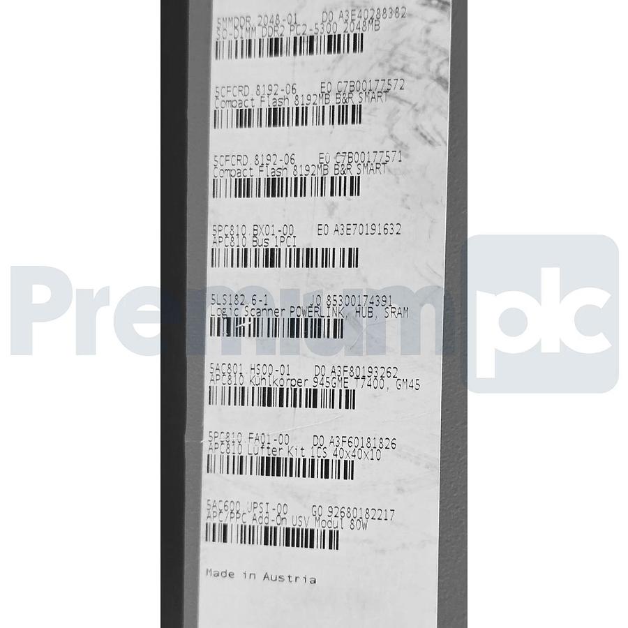B&R 5P81:401733.002-02 Automation PC 810 System Unit 5PC810.SX01-00 w/5LS182.6-1