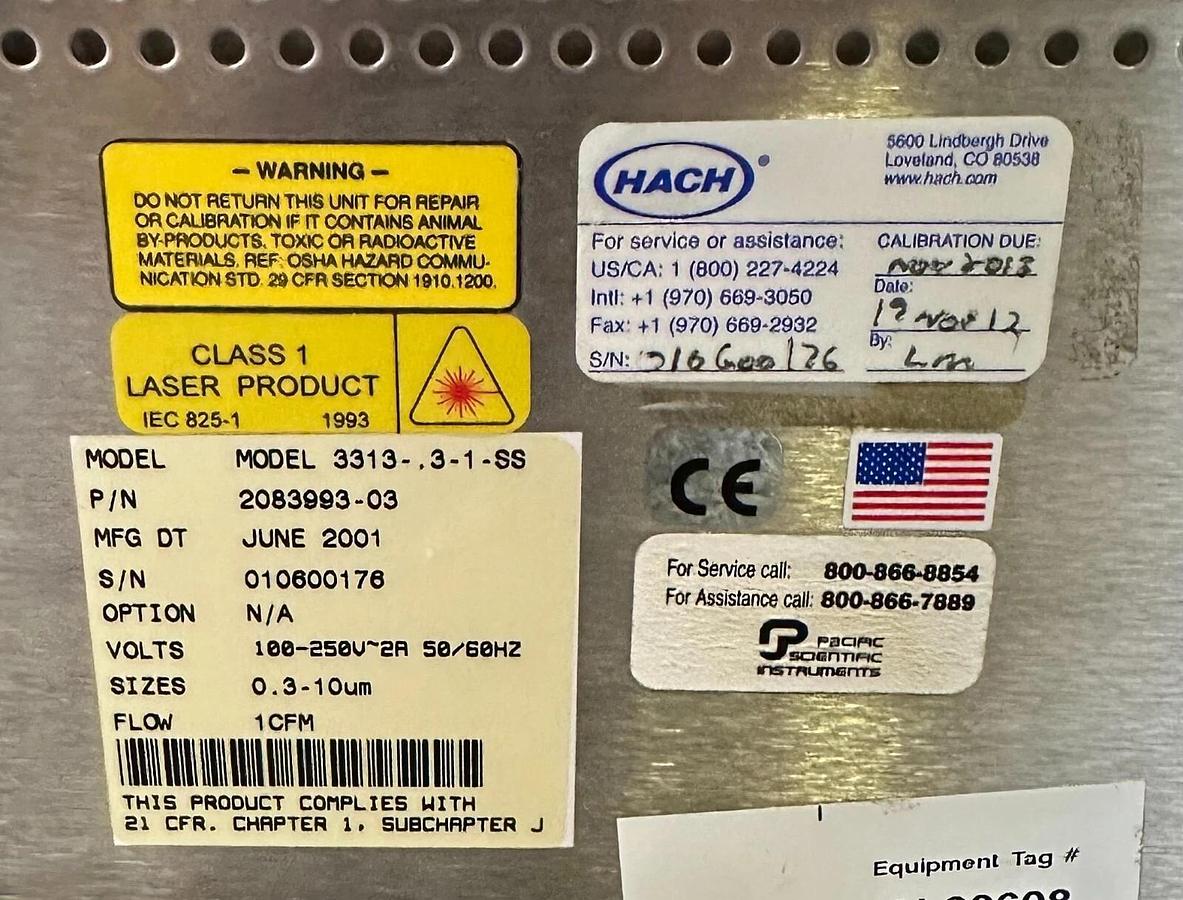 Used PACIFIC SCIENTIFIC MET ONE 3313-.3-1-SS / 331331SS PARTICLE COUNTER 2083993-03