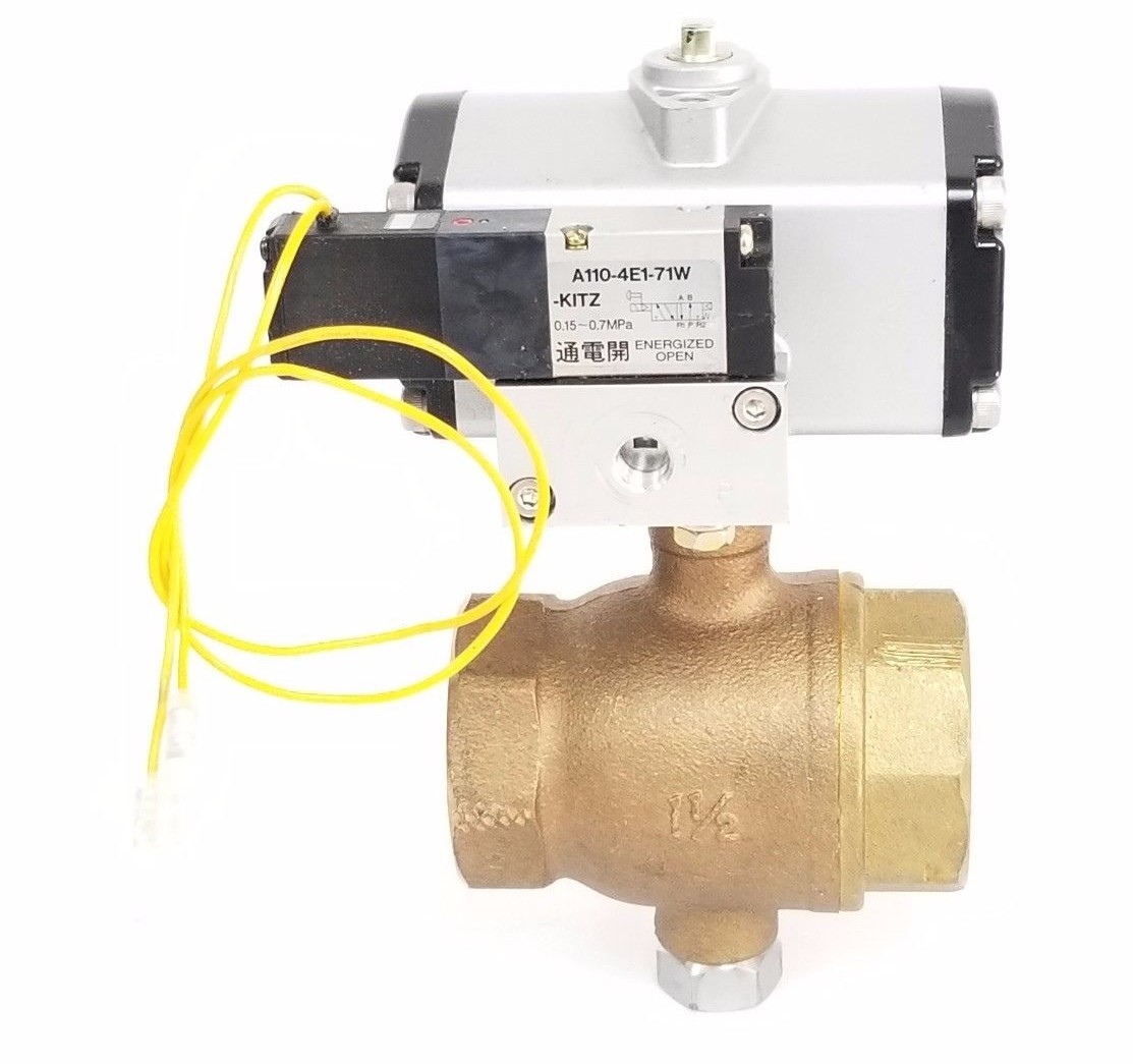Used KITZ ACT. TYPE: C-2 FLOW CONTROL VALVE 1 1/2 IN. W/ A110-4E1-71W-KITZ SOLENOID