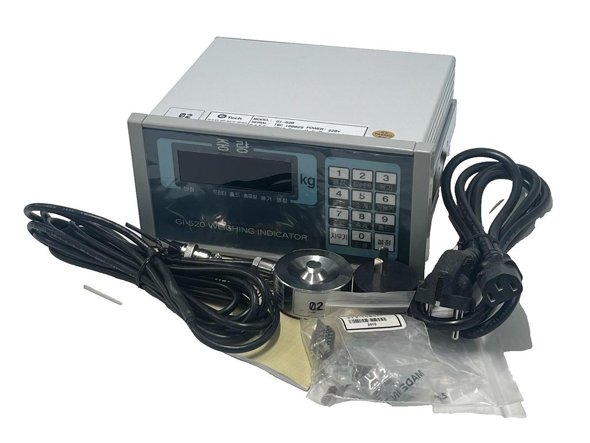 Used G TECH GI-520 Digital Weighing Indicator w/ CBDS-1T 1-Ton 2000lb Load Cell Kit