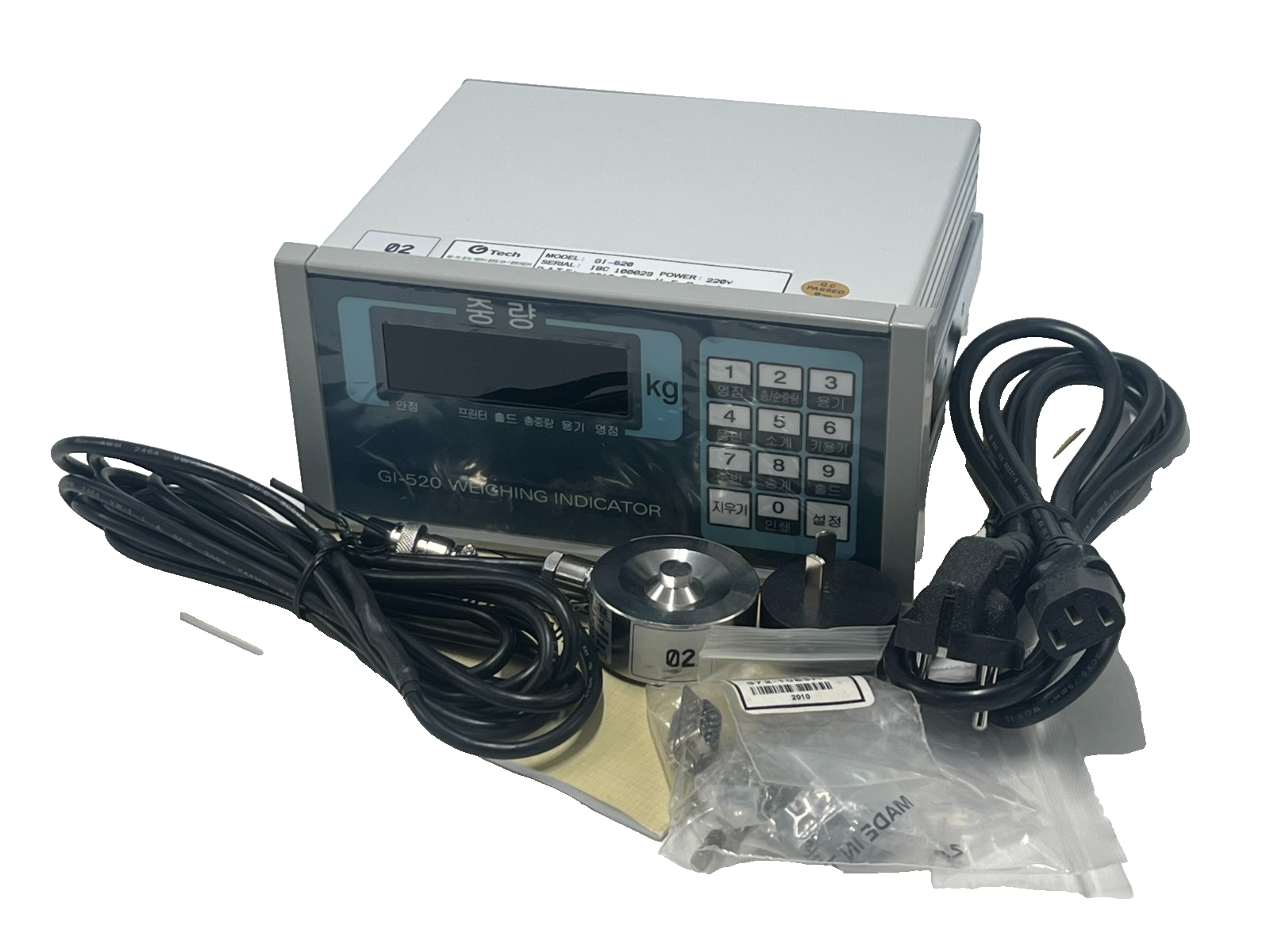 Used G TECH GI-520 Digital Weighing Indicator w/ CBDS-1T 1-Ton 2000lb Load Cell Kit
