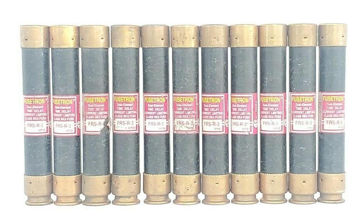 Used LOT OF 11 COOPER BUSSMANN FRS-R-3 FUSETRON TIME DELAY FUSES FRSR3