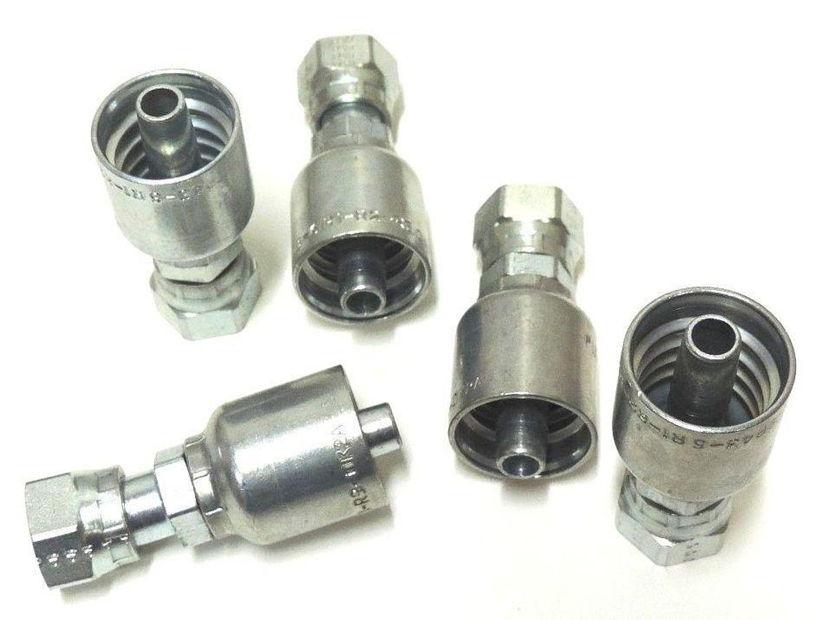 Used LOT OF 5 NEW PARKER P43-6R1-R2-R3-R9-OK2A ELBOW FITTINGS P1JS4366 CRIMP
