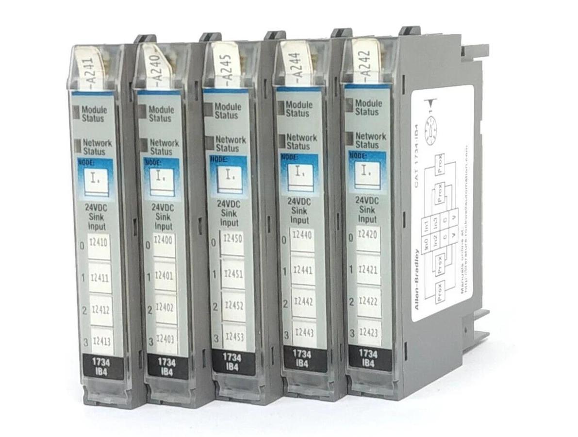 Used LOT OF 5 ALLEN BRADLEY 1734-IB4 SER. D POINT I/O 4 POINT DIGITAL INPUT MODULES