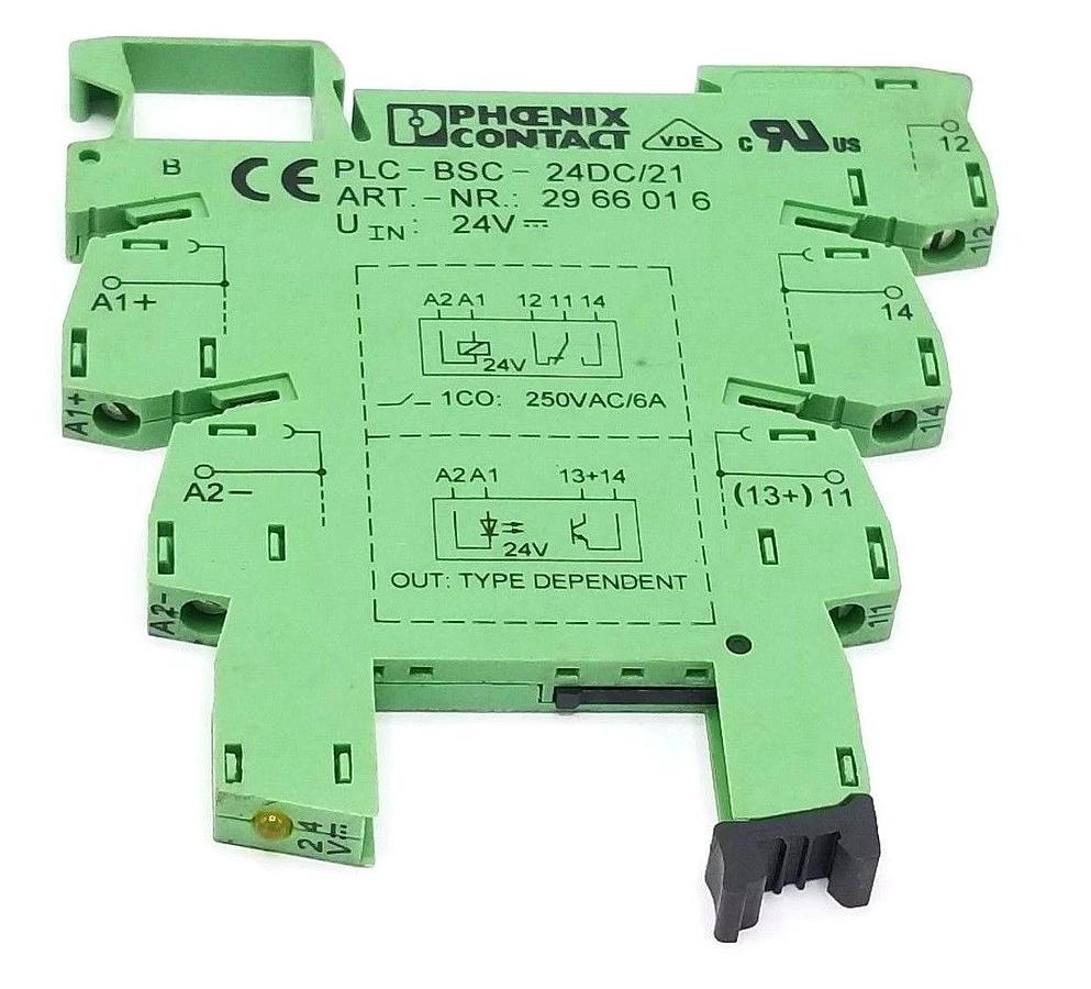 Used LOT OF 5 PHOENIX CONTACT PLC-BSC-24DC/21 TERMINAL BLOCK RELAY MODULES 2966016