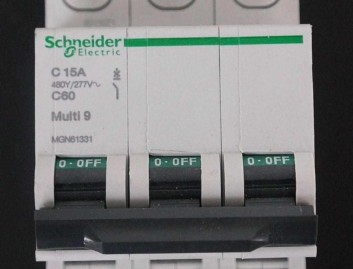 Used NEW SCHNEIDER ELECTRIC MGN61331 CIRCUIT BREAKER, 480Y/277V, C 15A, IEC 60947-2
