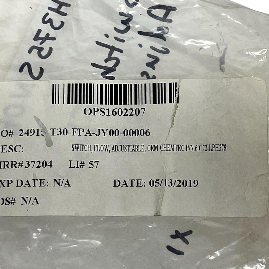 Used NEW ChemTec LPH-375-5S-W-NO-B-12-10 Flow Switch | OEM P/N: 60172-LPH375 | 316 SS