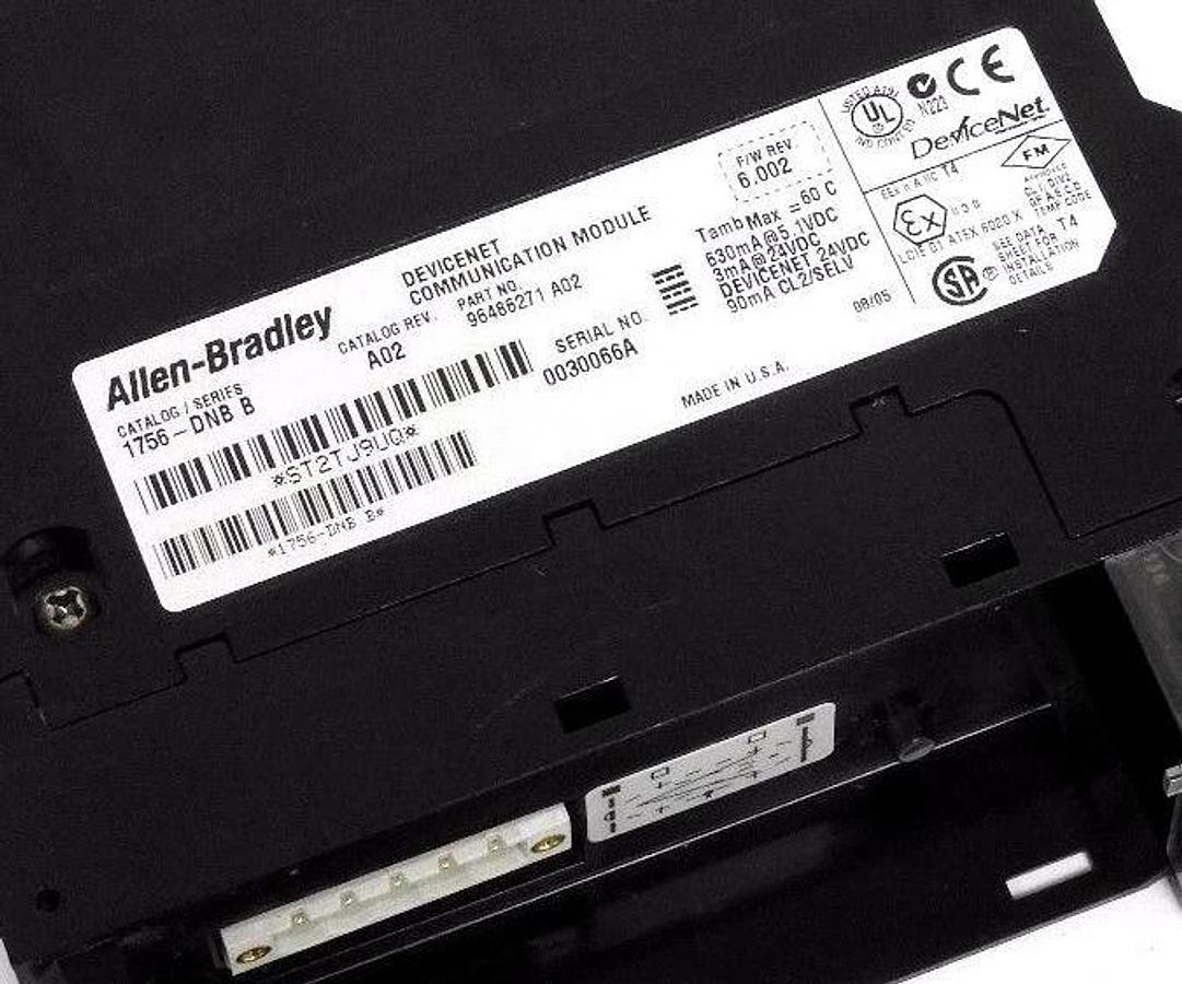 Used ALLEN BRADLEY 1756-DNB SER. B DEVICENET COMMUNICATION MODULE 1756DNB