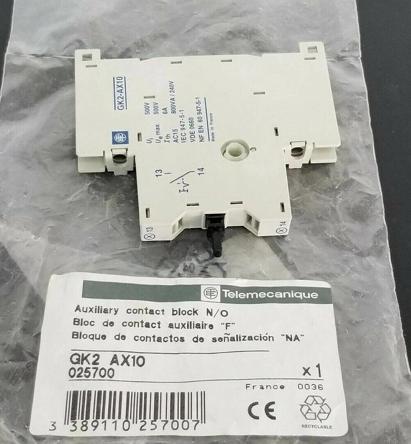 NEW TELEMECANIQUE GK2-AX10 AUX. CONTACT BLOCK N/O GK2AX10
