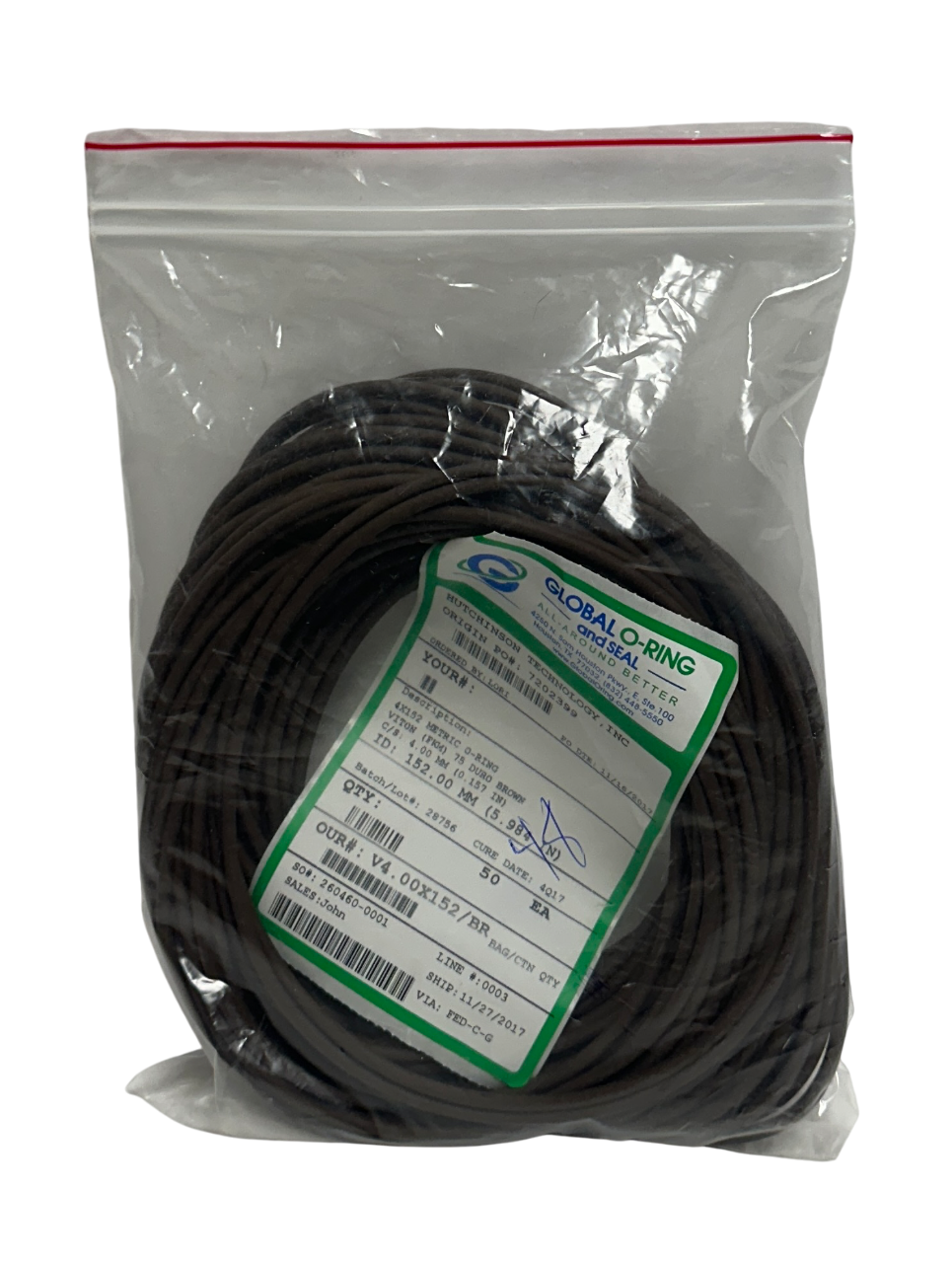 Used 48 GLOBAL O-RING AND SEAL V4.00X152/BR / 4X152 METRIC O-RINGS 152mm 75 DURO NSMP