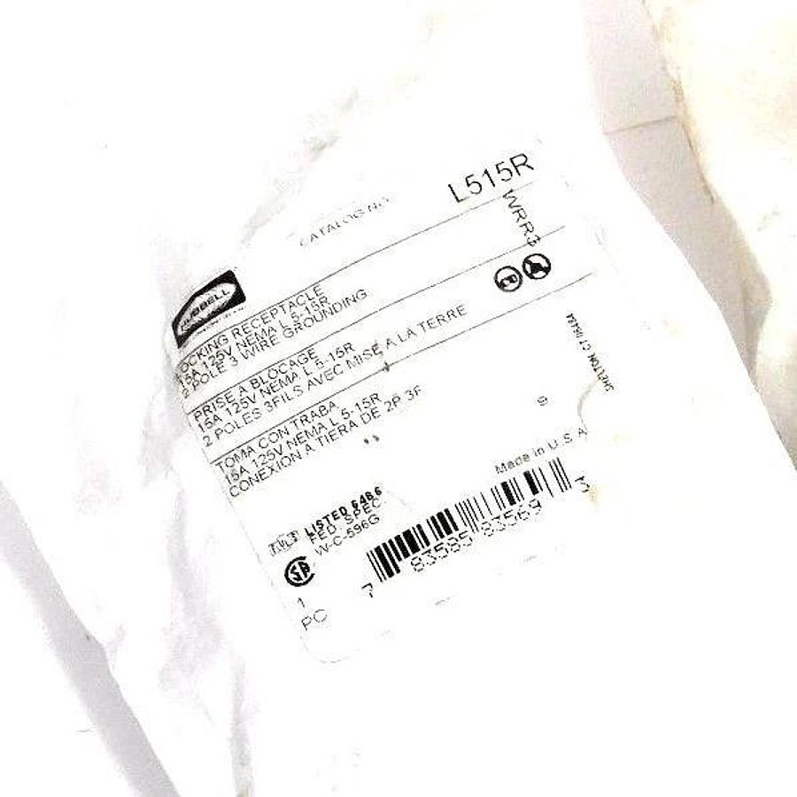 Used LOT OF 2 NEW HUBBELL L515R LOCKING RECEPTACLES 15A, 125V
