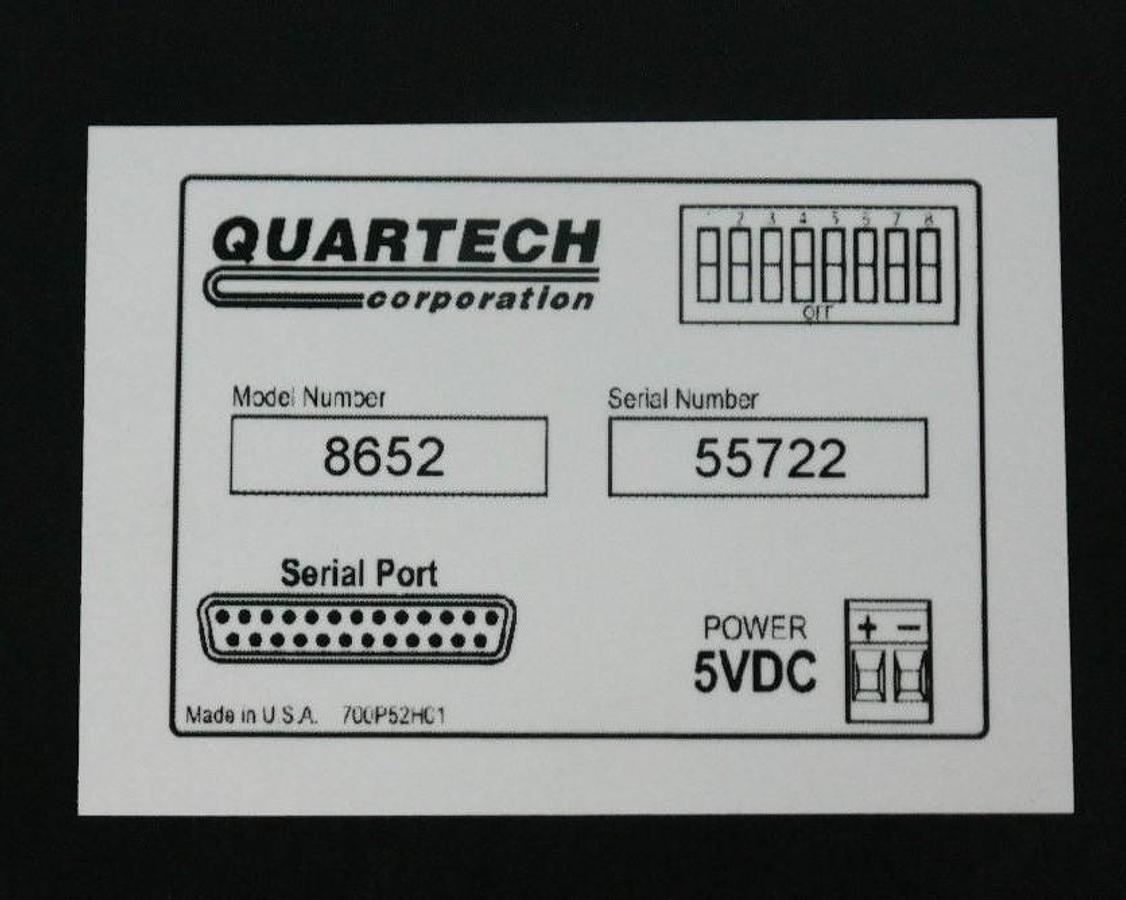 Used NIB QUARTECH 8652 PLC PROGRAMMING INTERFACE 16-KEY 5VDC