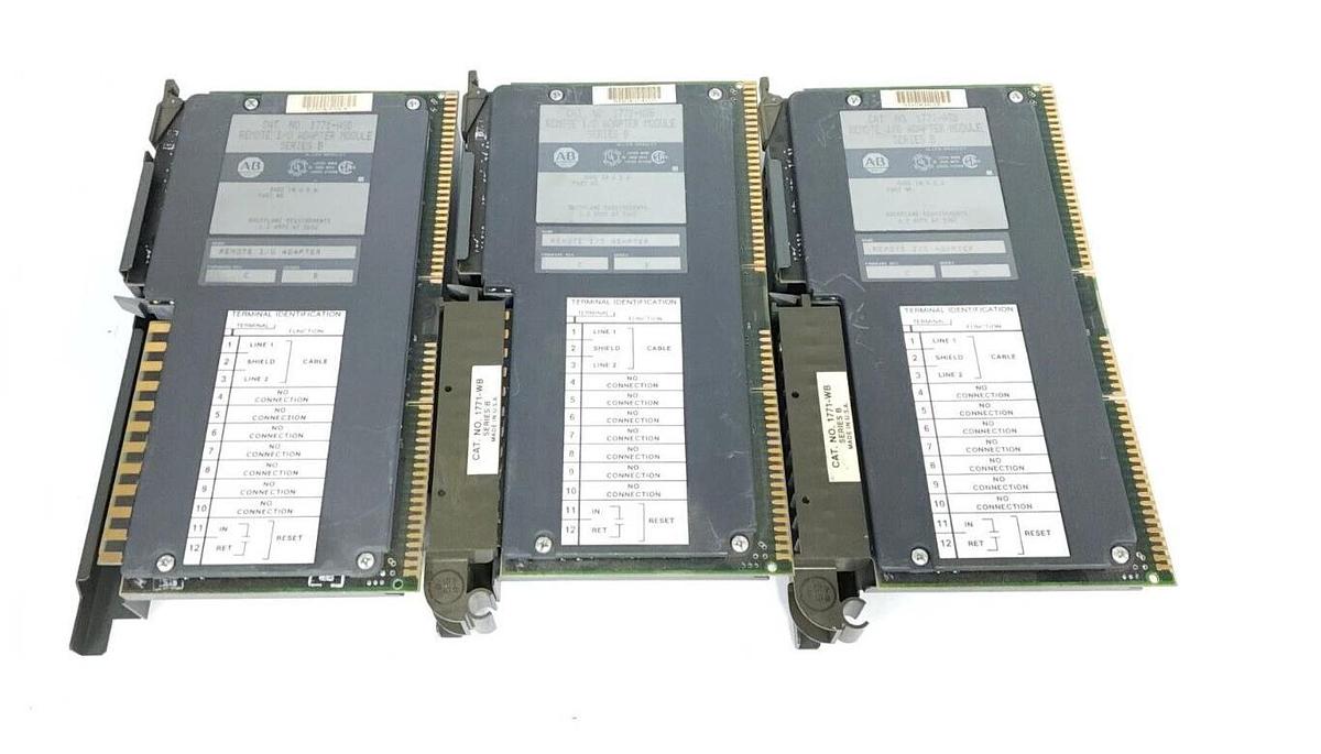 Used LOT OF 3 ALLEN BRADLEY 1771-ASB REMOTE I/O ADAPATER MODULES F/W REV. C SER. B