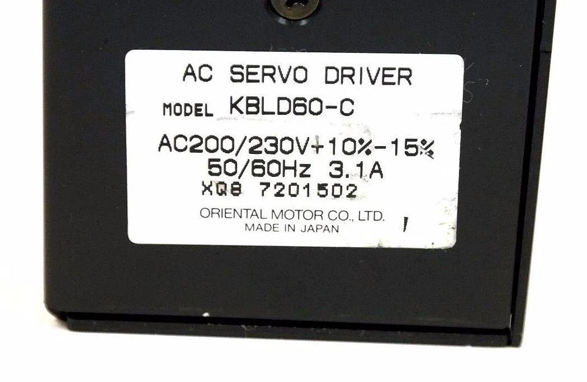 Used ORIENTAL MOTOR / SUPER VEXTA KBLD60-C AC SERVO DRIVER AC200/230V 3.1A KBLD60C
