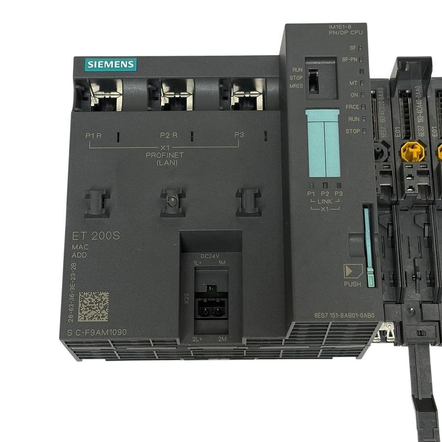 Used Siemens 6ES7151-8AB01-0AB0 ET 200S IM151-8 CPU Rack with Base Modules