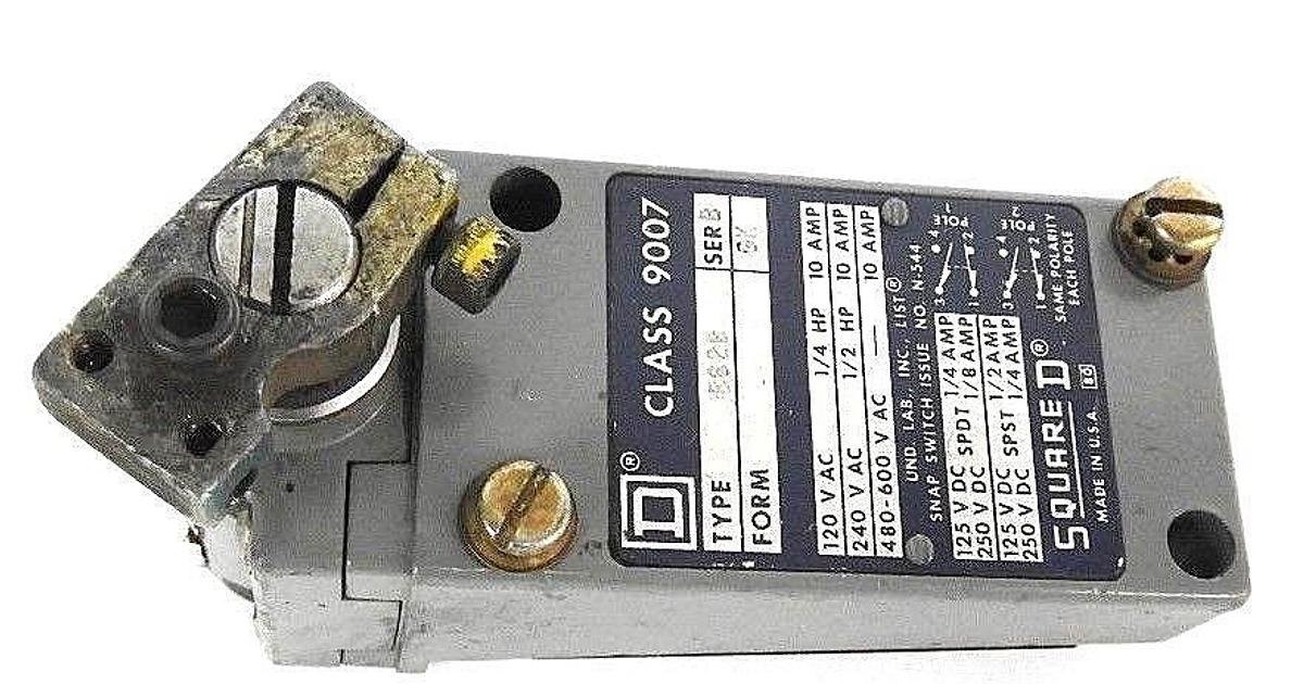 Used SQUARE D 9007-B62B LIMIT SWITCH SER. B, FORM: GK W/ OPERATING HEAD