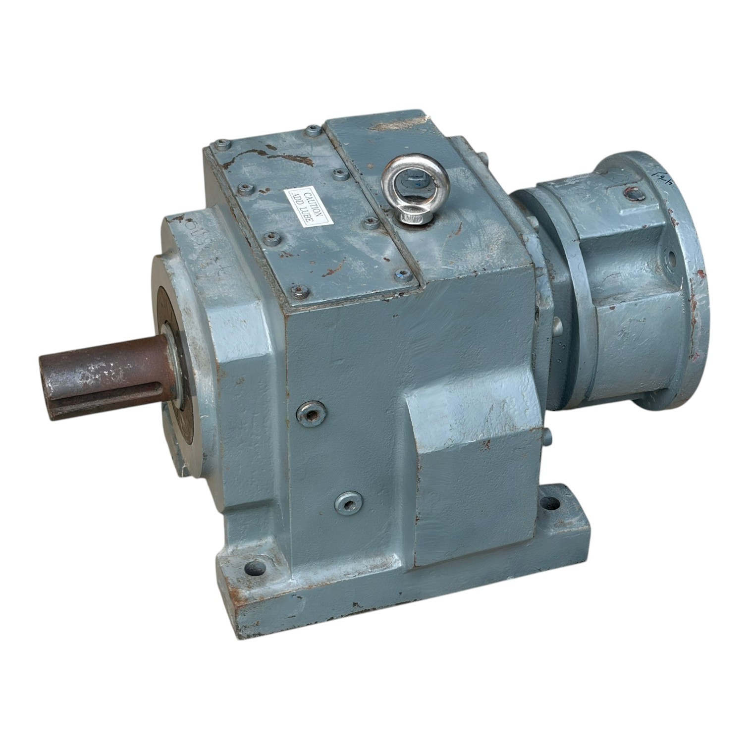 Used Industrial Gray Right Angle Inline Gear Reducer C-Face Input Keyed Shaft Used