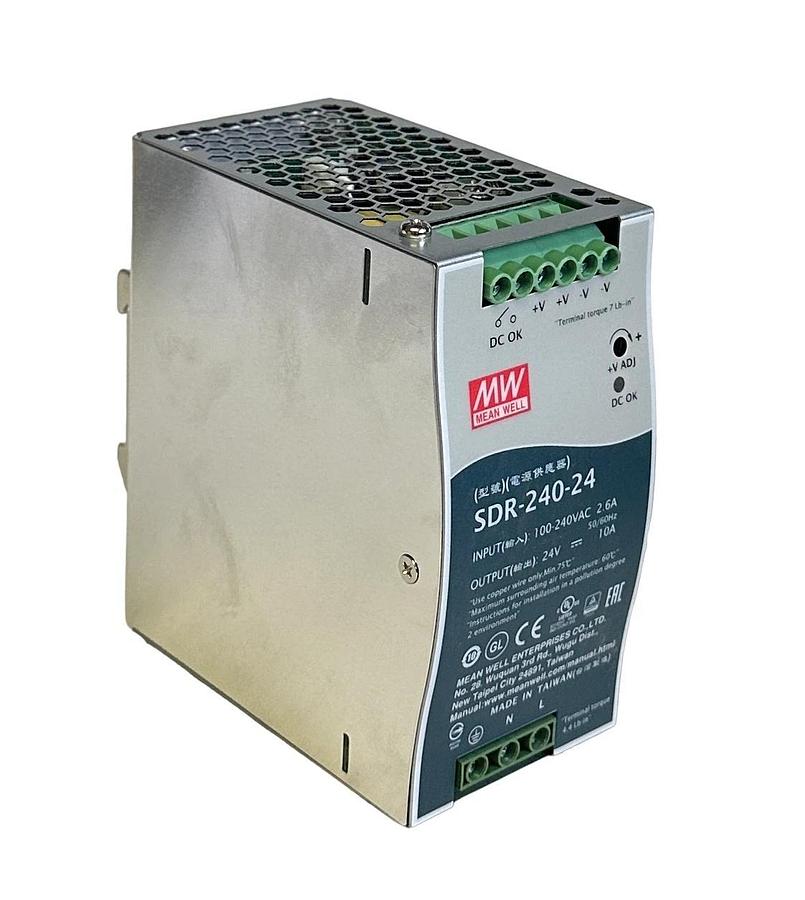 NEW MEAN WELL SDR-240-24 / SDR24024 POWER SUPPLY 100-240Vac 2.6A 50/60Hz