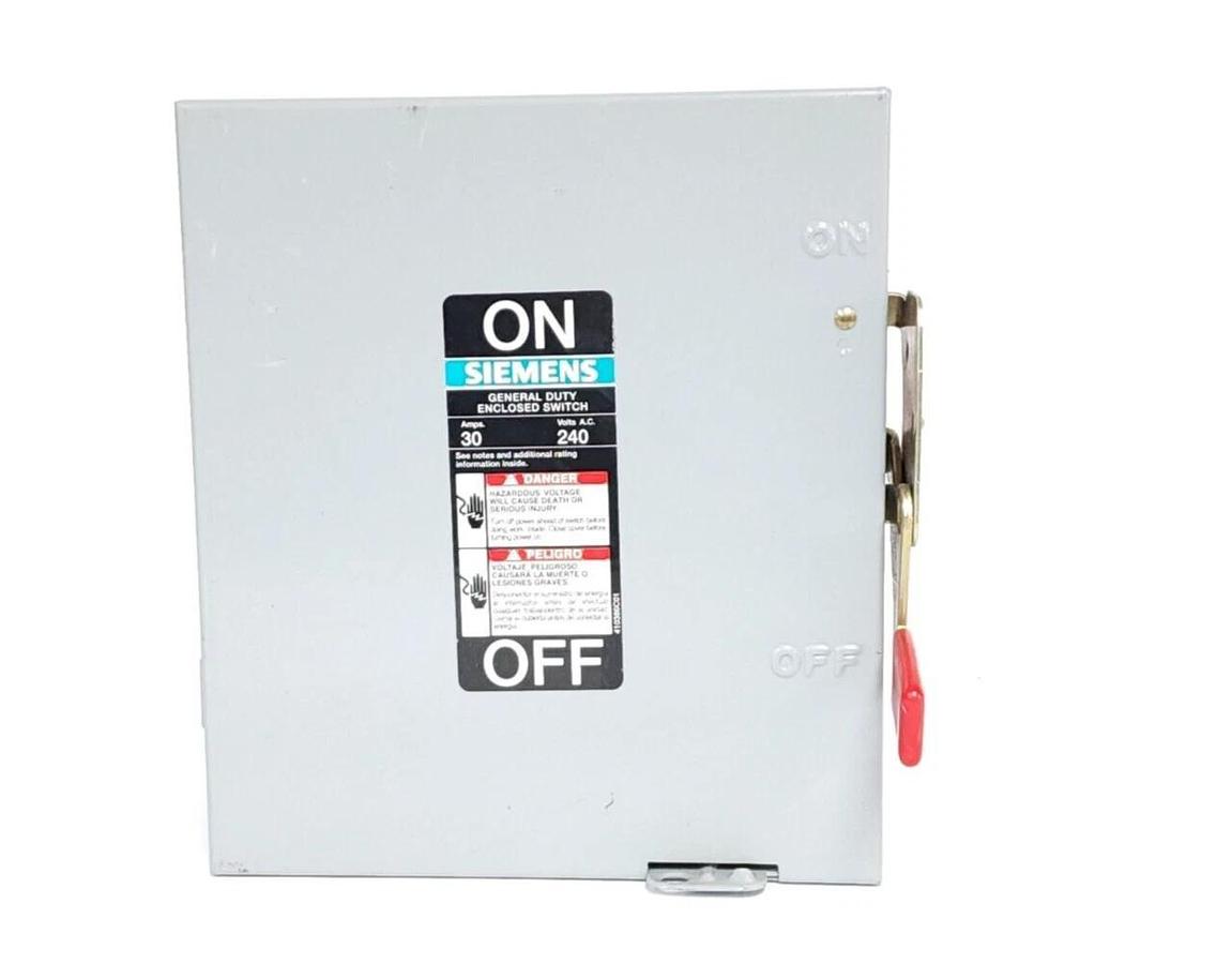 Used SIEMENS GNF321 GENERAL DUTY ENCLOSED SWITCH 30AMPS TYPE 1 ENCLOSURE