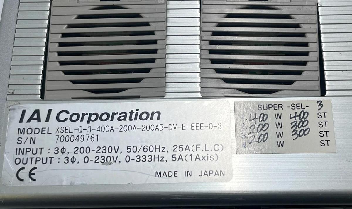 Used IAI XSEL-Q-3-400A-200A-200AB-DV-E-EEE-0-3 DeviceNet 3-Axis XSEL Controller