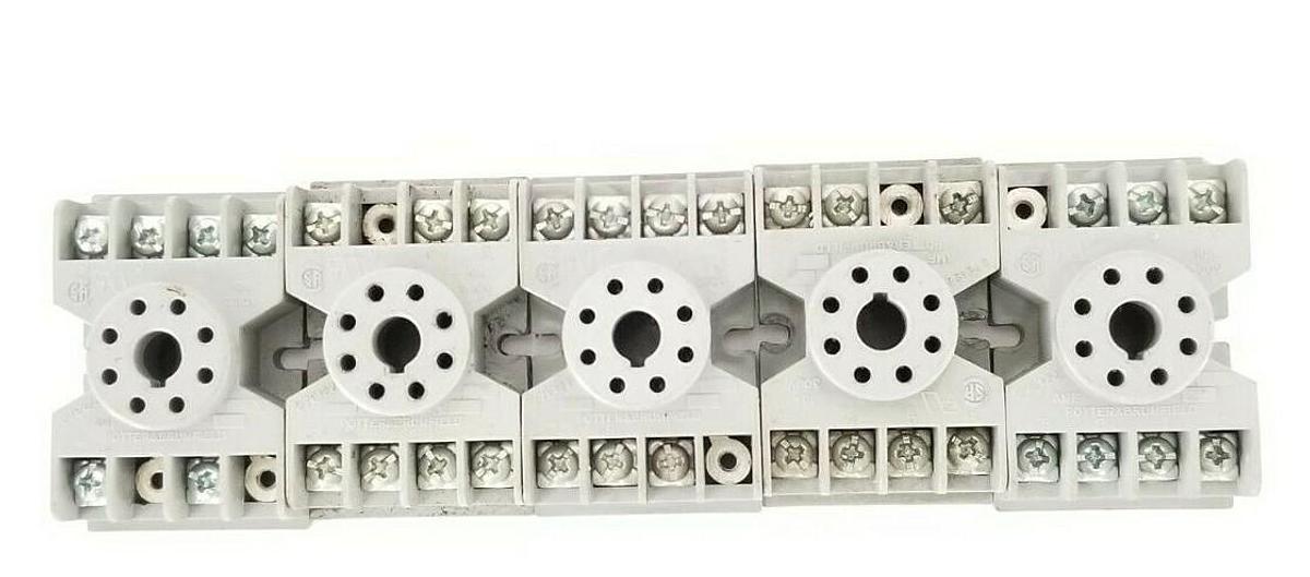 Used LOT OF 5 POTTER & BRUMFIELD 27E122 RELAY SOCKETS 10A 300V