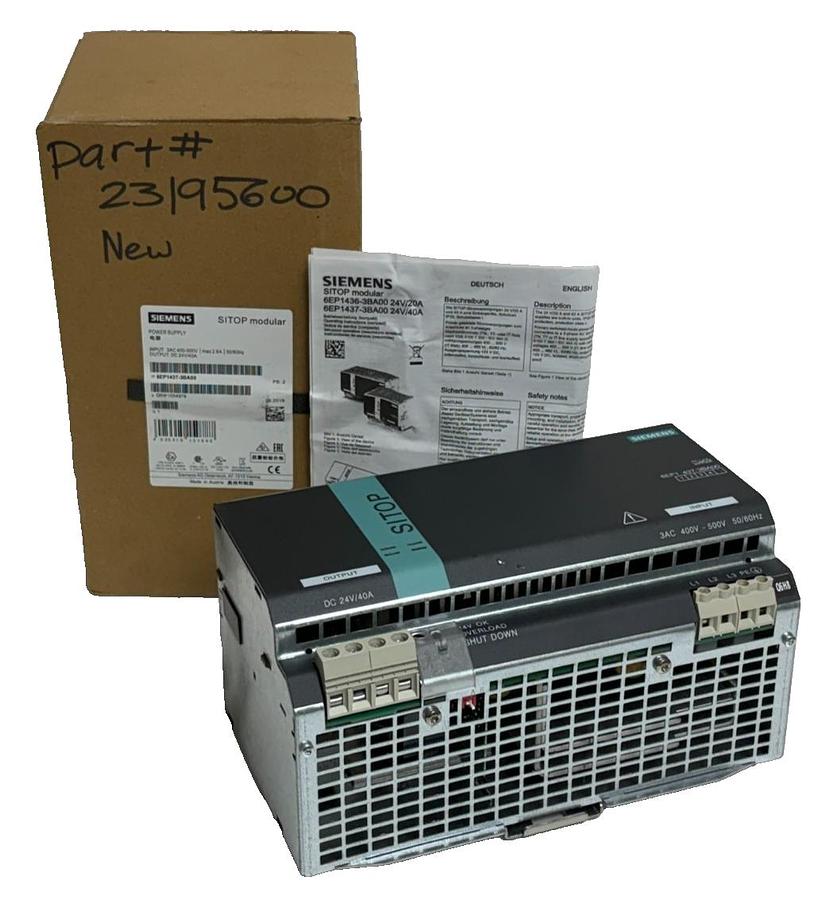 Used Siemens 6EP1437-3BA00 SITOP Modular 40 Power Supply 24V 40A 3-Phase New Surplus