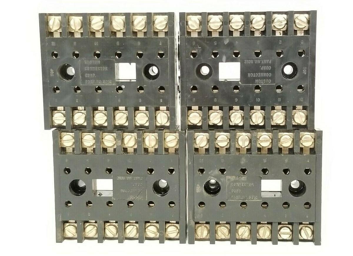 Used LOT OF 4 CUSTOM CONNECTOR CORP. SD12 RELAY BASES