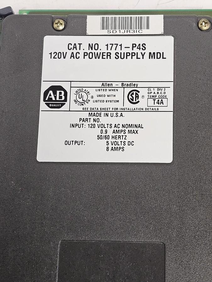 Used NEW ALLEN BRADLEY 1771-P4S 120V AC POWER SUPPLY MODULE 1771P4S