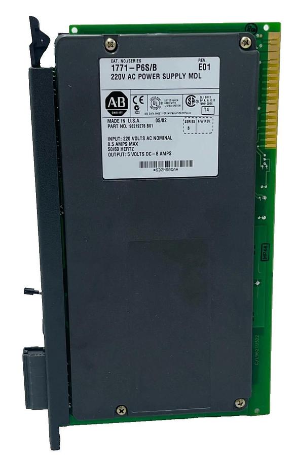 Used Allen-Bradley 1771-P6S/B Rev E01 Power Supply Module 220VAC PLC-5 96219276 B01