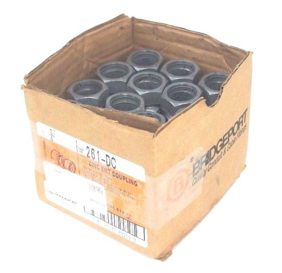 Used BOX OF 24 BRIDGEPORT 261-DC EMT COUPLINGS 3/4" COMPRESSION TYPE CONCRETE TIGHT