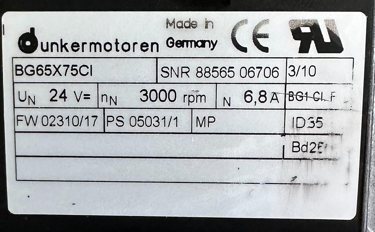 Used DUNKERMOTOREN BG65X75CI-SG80K CANopen INTERFACE SERVO GEAR MOTOR BG 65x75 CI