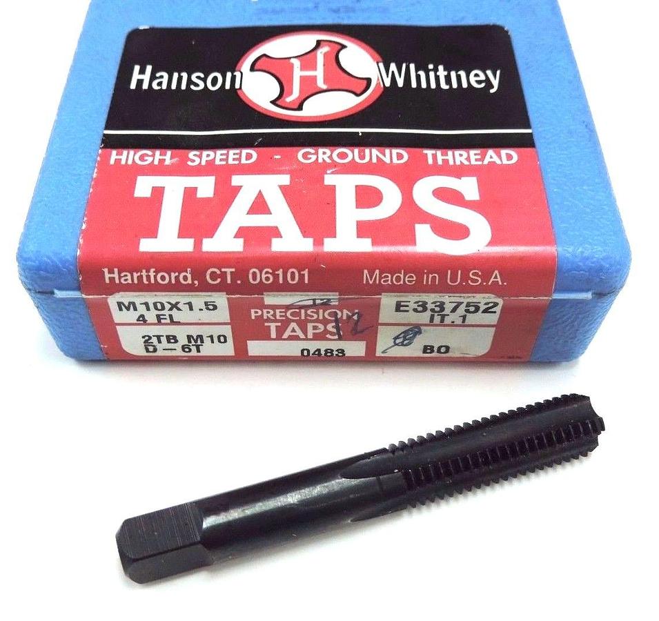 Used 12 NIB HANSON WHITNEY M10X1.5 4 FL HIGH SPEED TAPS 2TBM10 D-6T, E-33752 IT.1