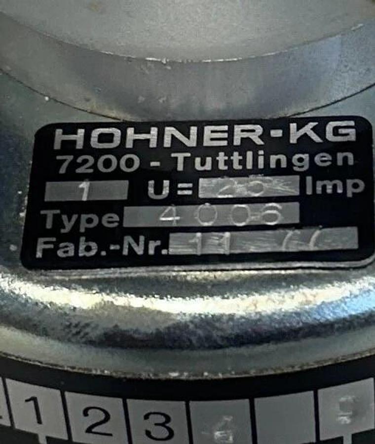 HOHNER KG TYPE 4006 ROTARY ENCODER IMPULSE SENDER 1 ROTATION = 25 IMPULSE NSNP