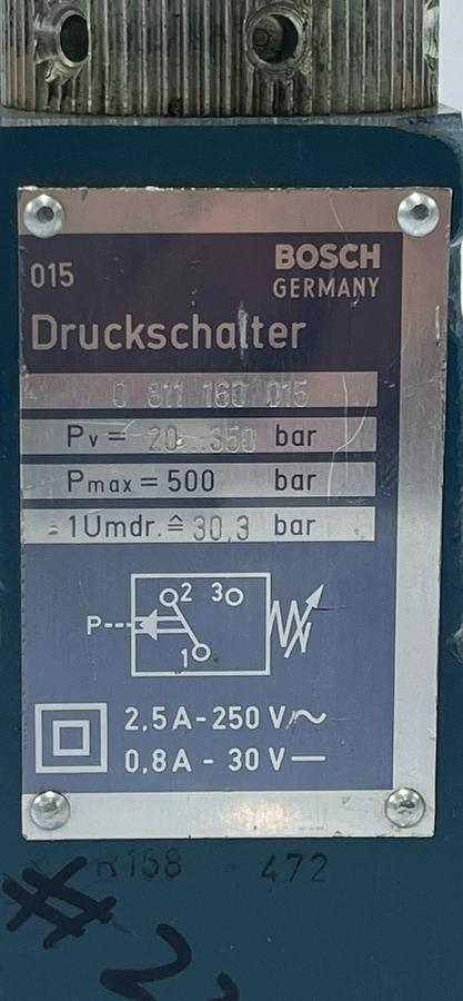 BOSCH REXROTH 0-811-160-015 Pressure Switch 150-3000 PSI Hydraulic Druckschalter