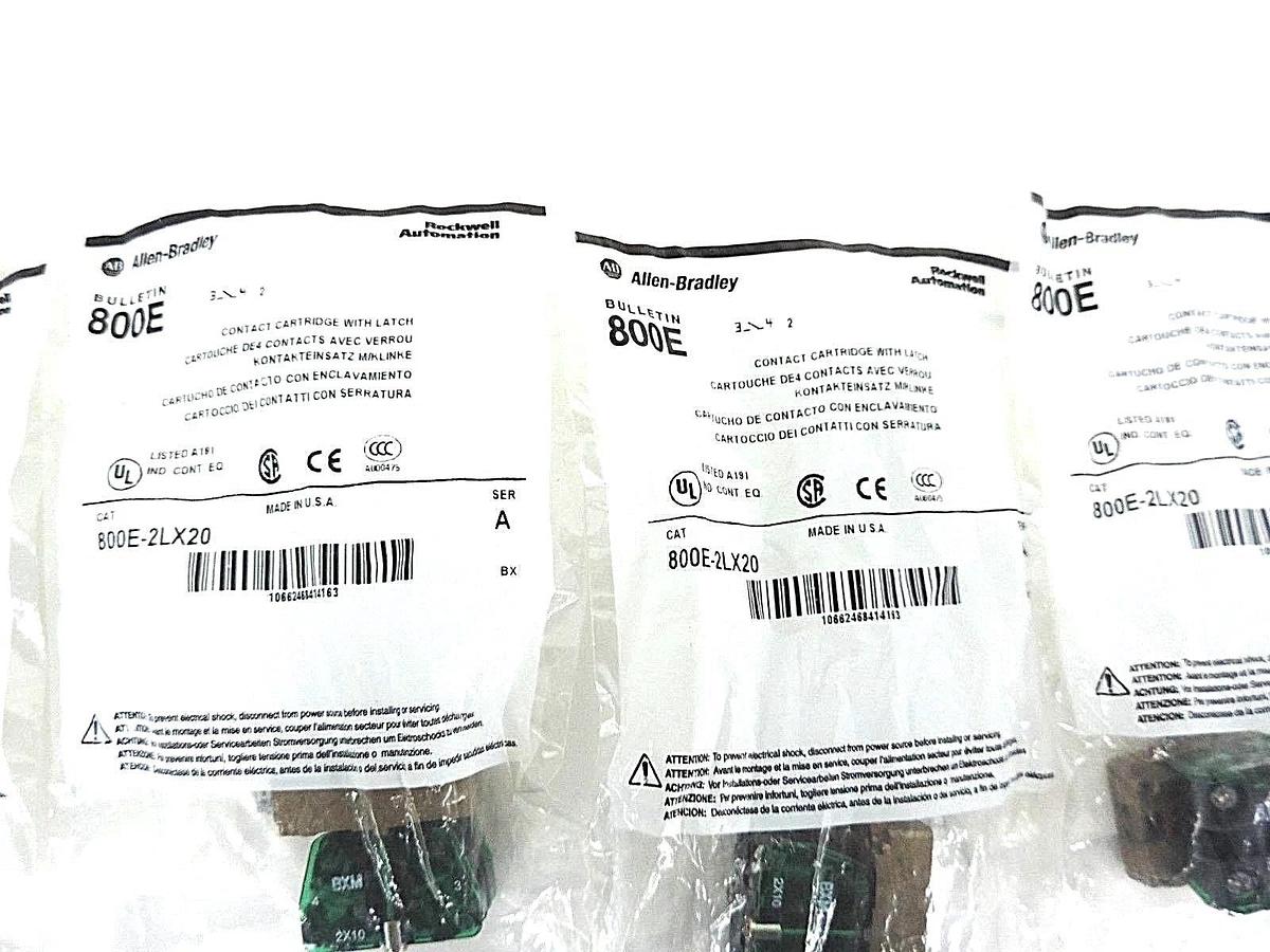 Used LOT OF 4 NEW ALLEN BRADLEY 800E-2LX20 CONTACT CARTRIDGES W/ LATCH SER. A