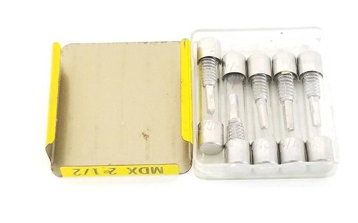 Used PACK OF 5 NEW COOPER BUSSMANN MDX-2-1/2 FUSETRON FUSES 2-1/2AMP, 250VAC
