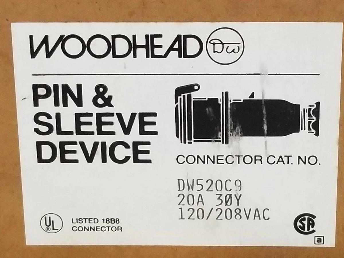 Used NIB WOODHEAD PIN & SLEEVE DEVICE CONNECTOR CAT. NO. DW520C9, 20A, 120/208VAC