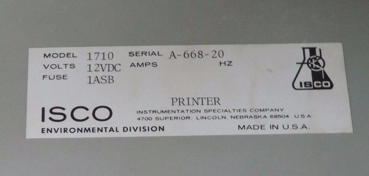 Used ISCO MODEL 1710 FLOW METER PRINTER 12VDC 1ASB PULSE