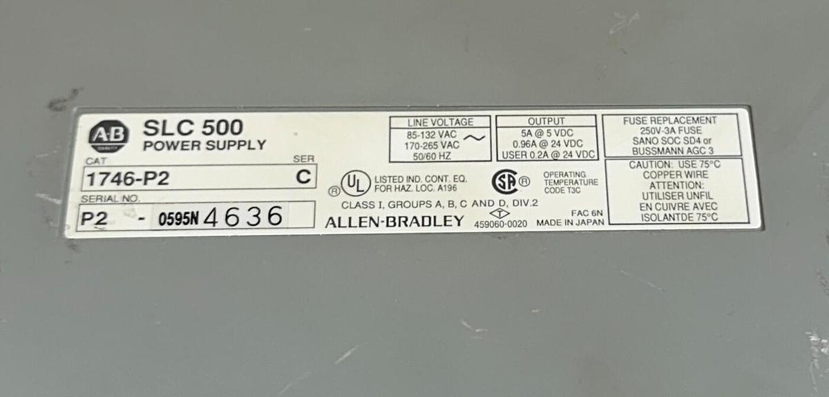 Used ALLEN BRADLEY 1746-A10 /A SLC 500 10-SLOT CHASSIS 1746-P2 /C POWER SUPPLY & MORE