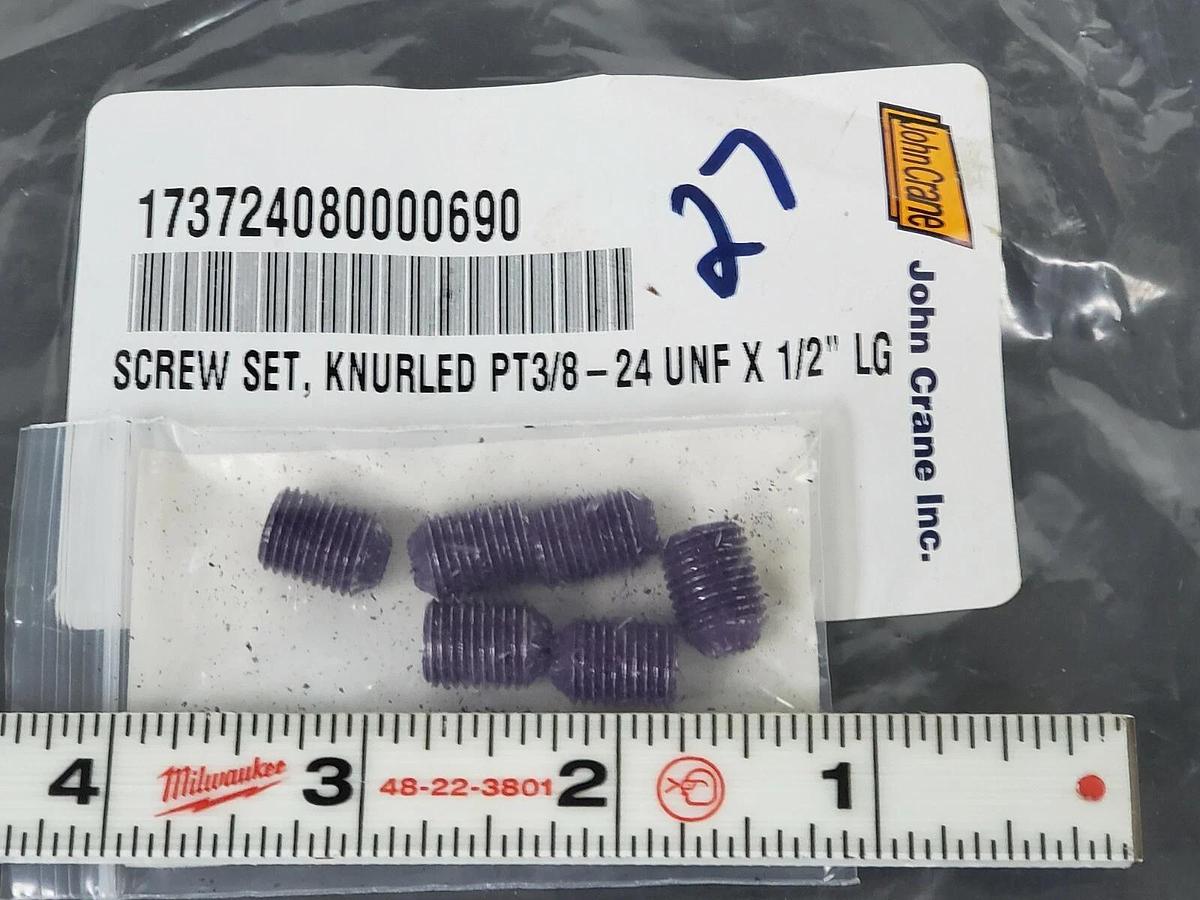Used NEW JOHN CRANE 173724080000690 SCREW SET, KNURLED PT3/8-24 UNF X 1/2'' LG (6)