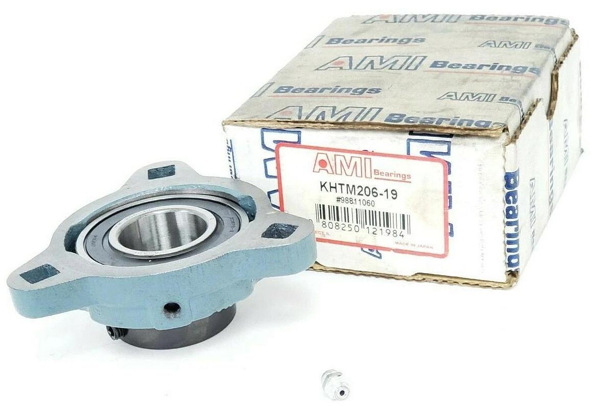 Used NIB AMI KHTM206-19 3-BOLT FLANGE BEARING #98811060