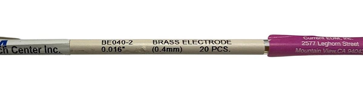 20 CURRENT EDM BE040-2 / BE0402 BRASS ELECTRODES 0.016'' (0.4mm) NSMP
